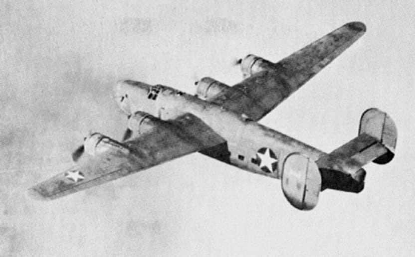Consolidated C-87 Liberator Express military cargo aircraft in flight