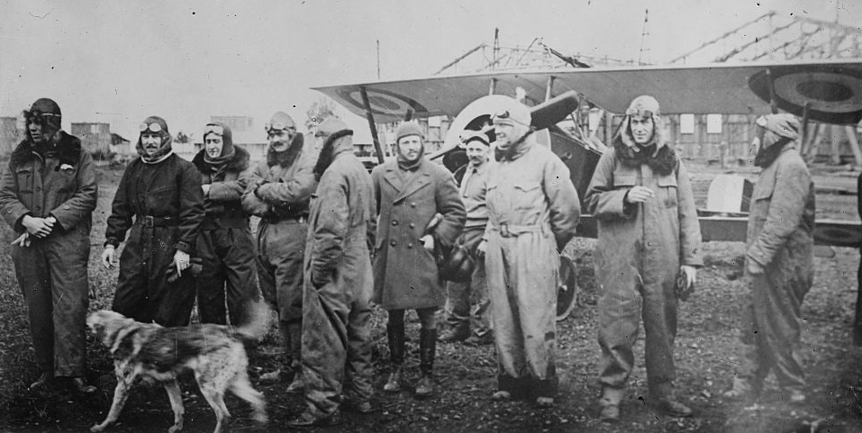 Lafayette Escadrille pilots with a Nieuport Lafayette Escadrille pilots with a Nieuport fighter, 1916
