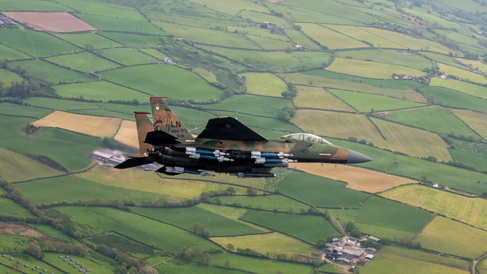 F-15E Strike Eagle in heritage camouflage paint scheme