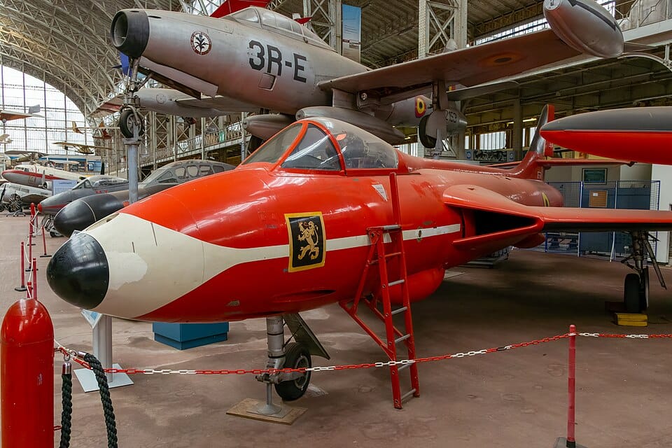 A Hawker Hunter fighter — the aircraft in which M.M. Alam achieved his legendary 5 victories in under a minute during the 1965 Indo-Pakistan War
