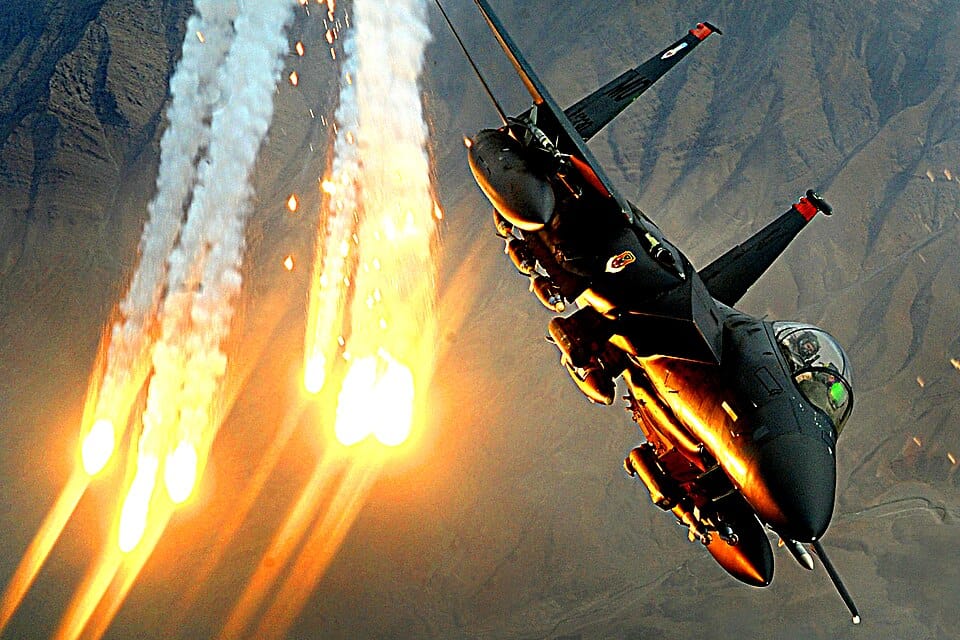 F-15E Strike Eagle loaded with munitions
