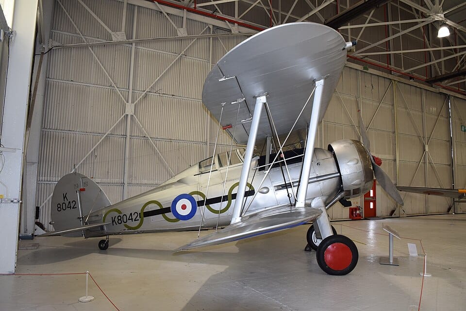 A Gloster Gladiator Mk I — the biplane fighter in which Pat Pattle scored many of his early victories over North Africa and Greece