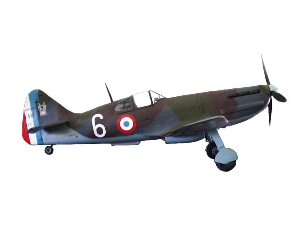 A Dewoitine D.520 on display at Le Bourget — the fighter in which Pierre Le Gloan scored most of his victories