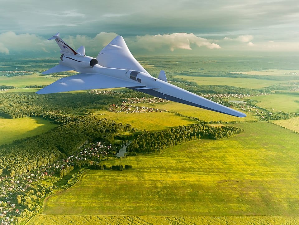 NASA X-59 QueSST in flight — the quiet supersonic research aircraft broke the sound barrier for the first time on 5 June 2026