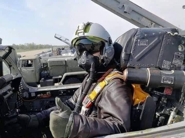 Fighter pilot in cockpit