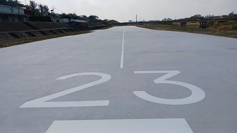 Runway numbers painted on pavement