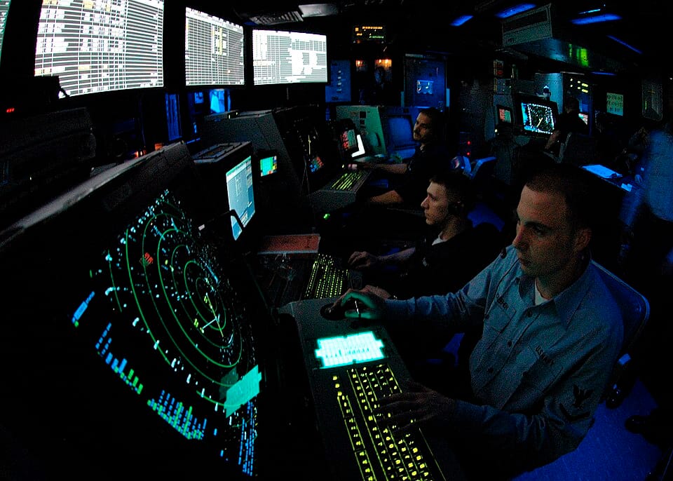 Air traffic controller at work