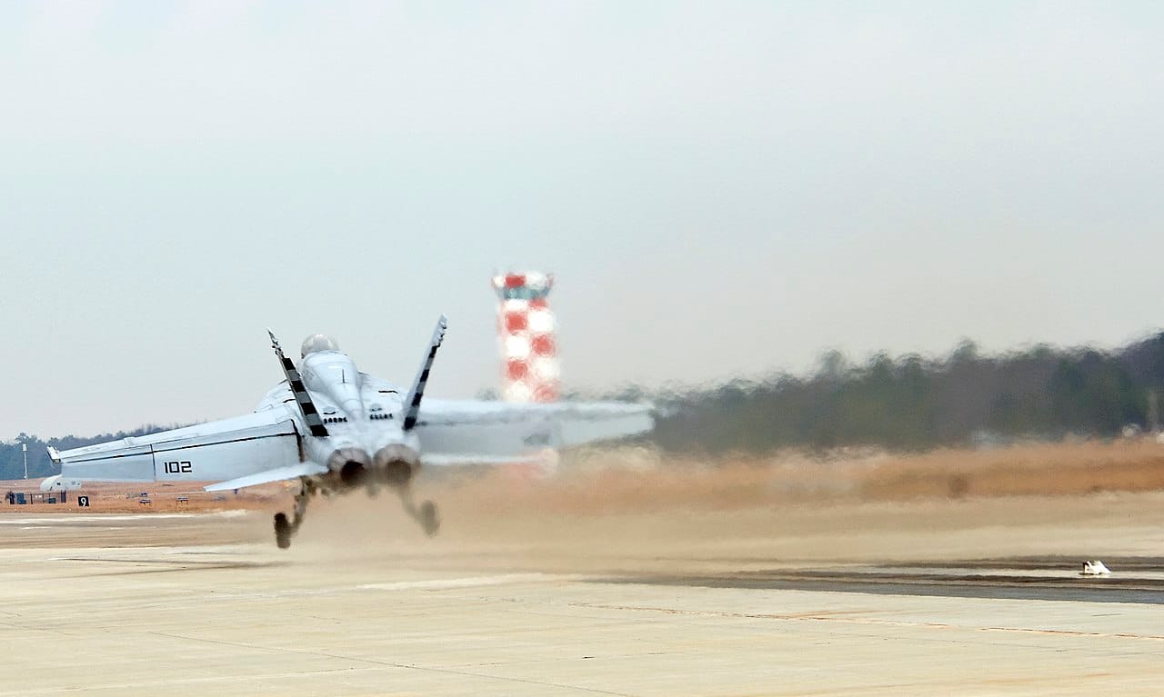 EMALS test launch of an F/A-18 Super Hornet