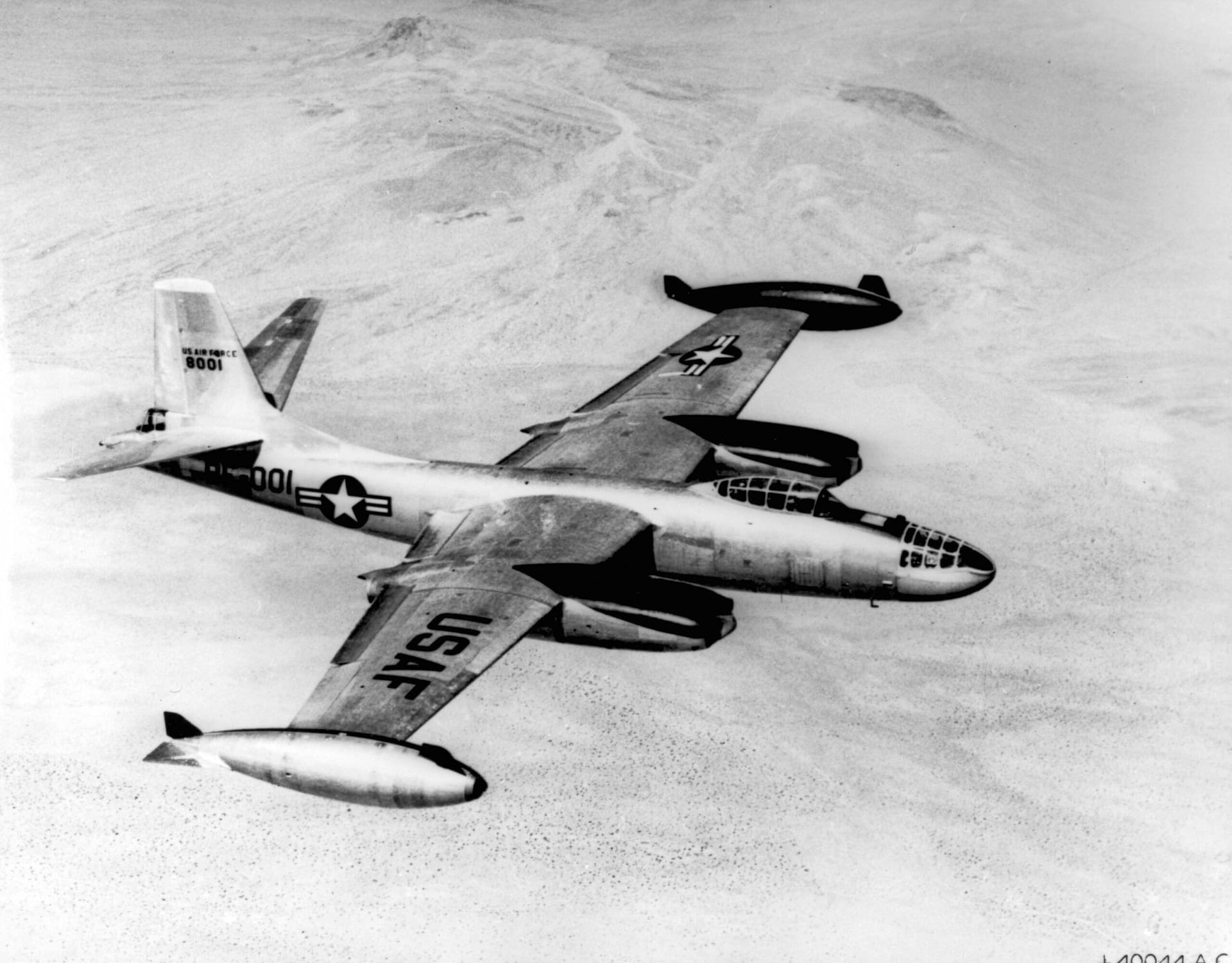 North American B-45C Tornado in flight in USAF markings