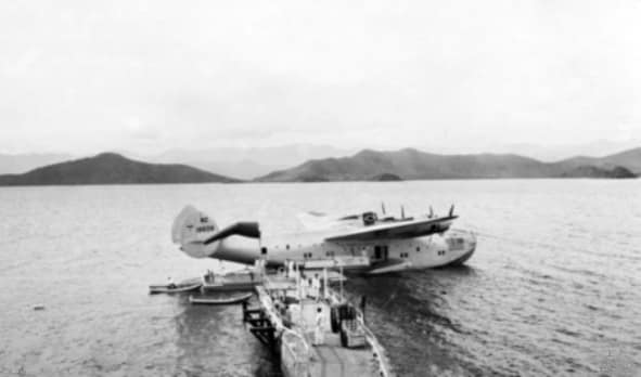 Boeing 314 Clipper on the water at Noumea, 1941