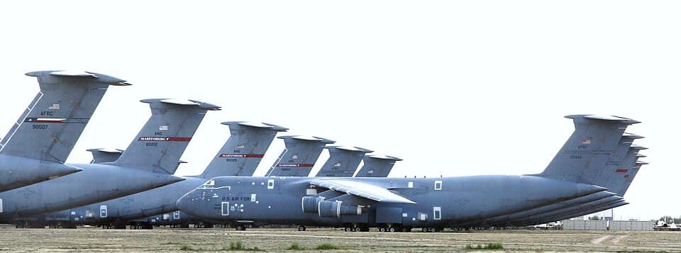 Aircraft in desert storage boneyard