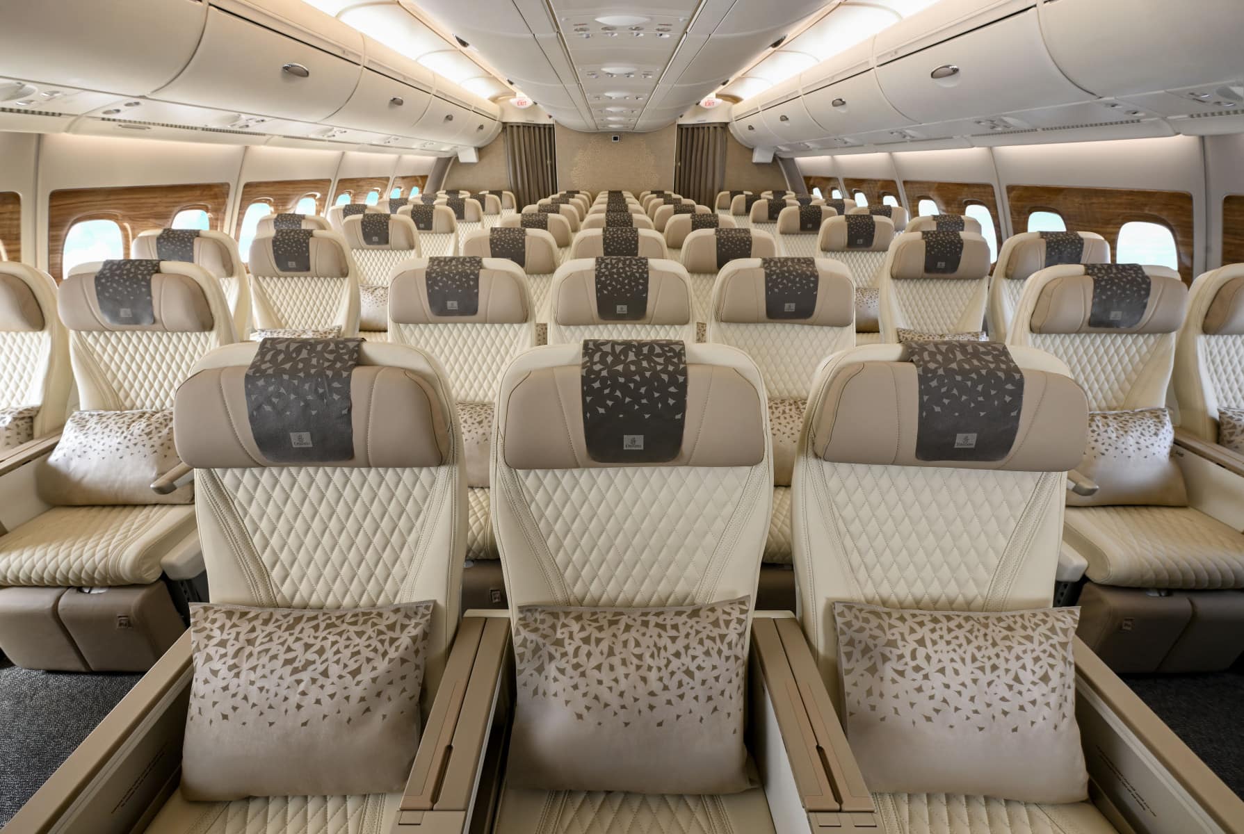 Emirates A380 Premium Economy cabin on the upper deck