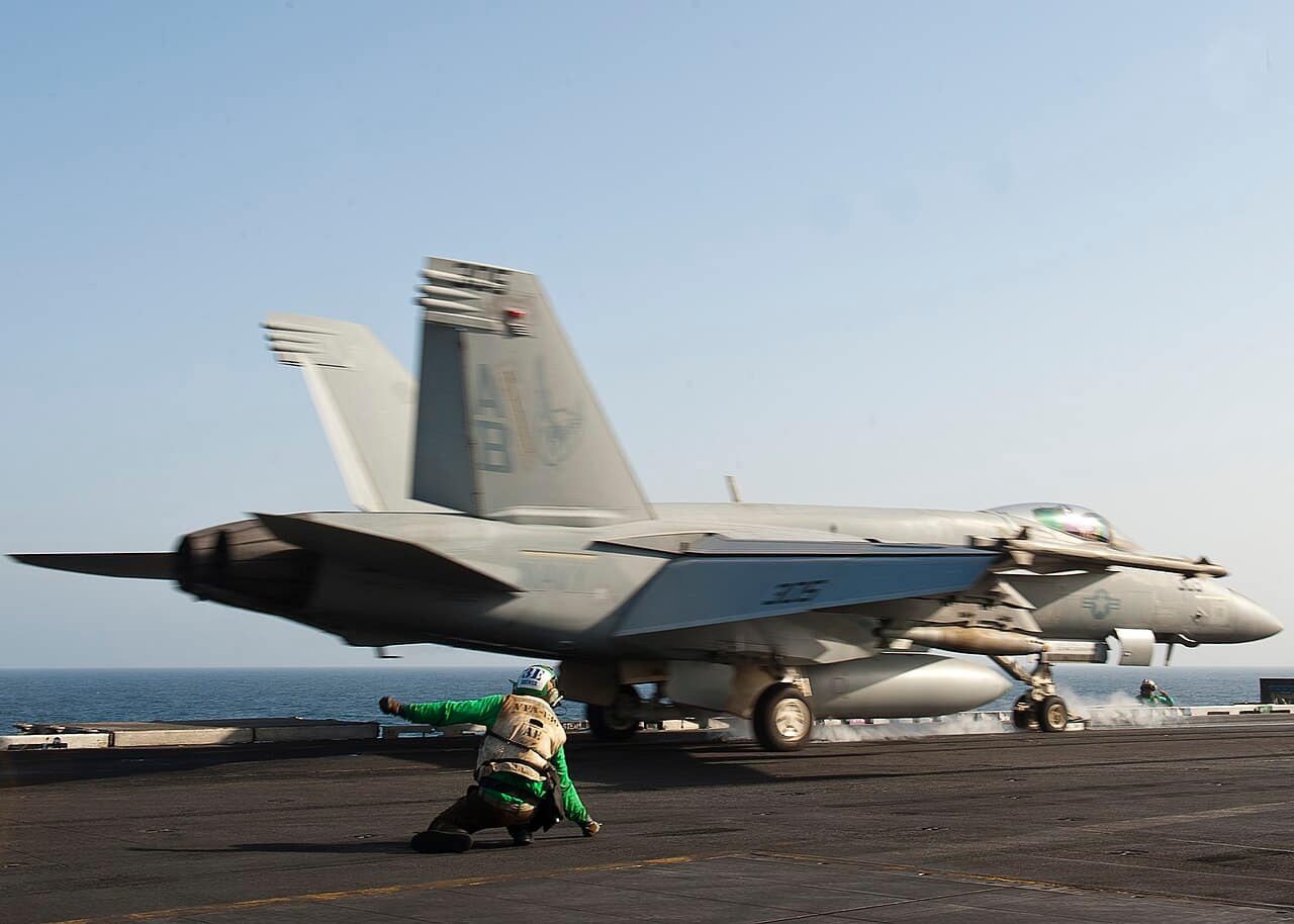 F/A-18F Super Hornet launches from a carrier flight deck