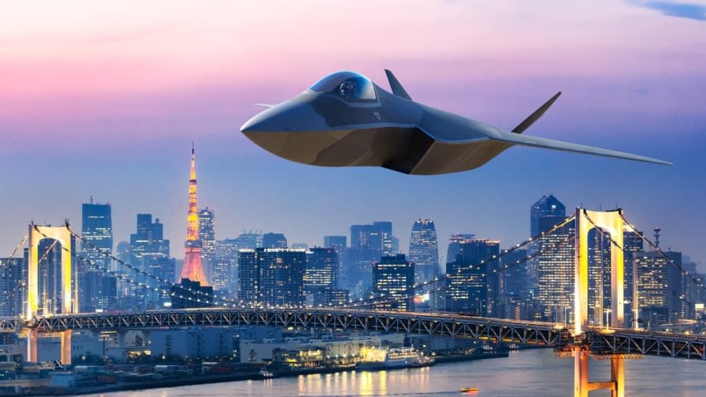 GCAP sixth-generation fighter concept over Tokyo