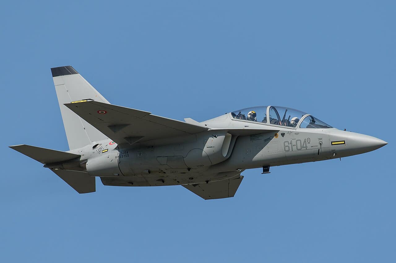 Leonardo M-346 Master jet trainer in flight