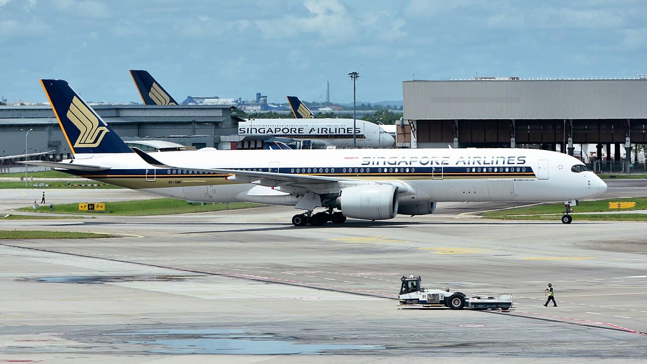 Singapore Airlines Airbus A350-900 at its Changi hub