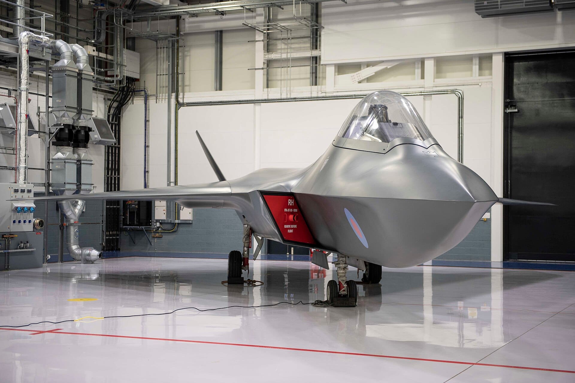A full-scale model of a sixth-generation fighter