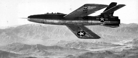 XF-91 banking in flight