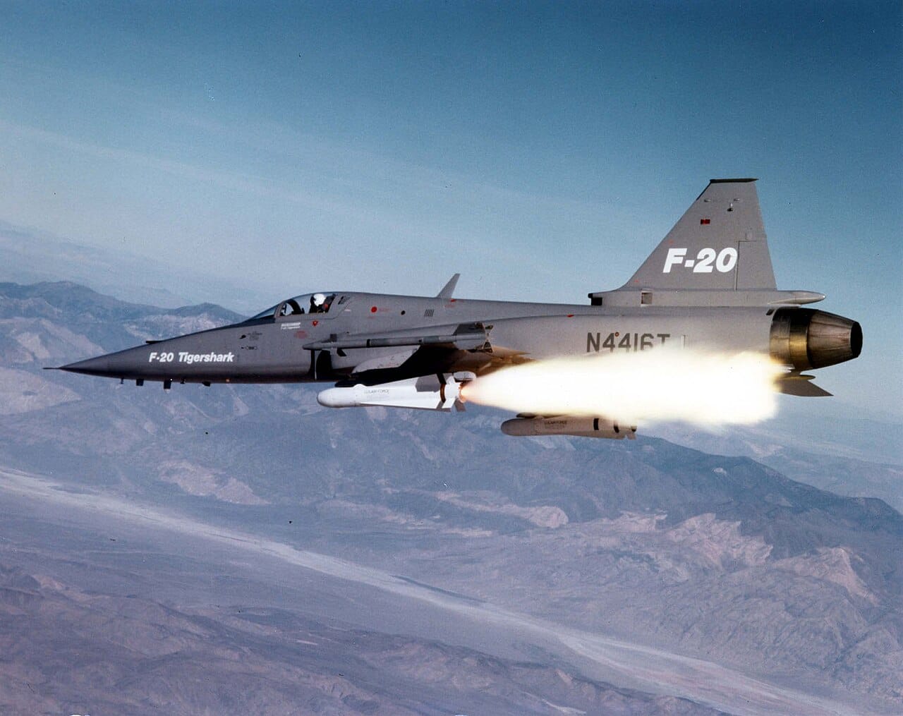 F-20 firing an AGM-65 Maverick