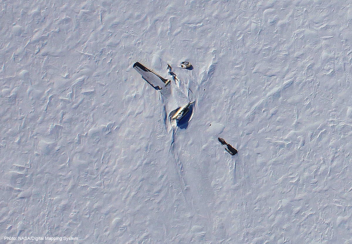 NASA aerial image of the Kee Bird wreck in 2014