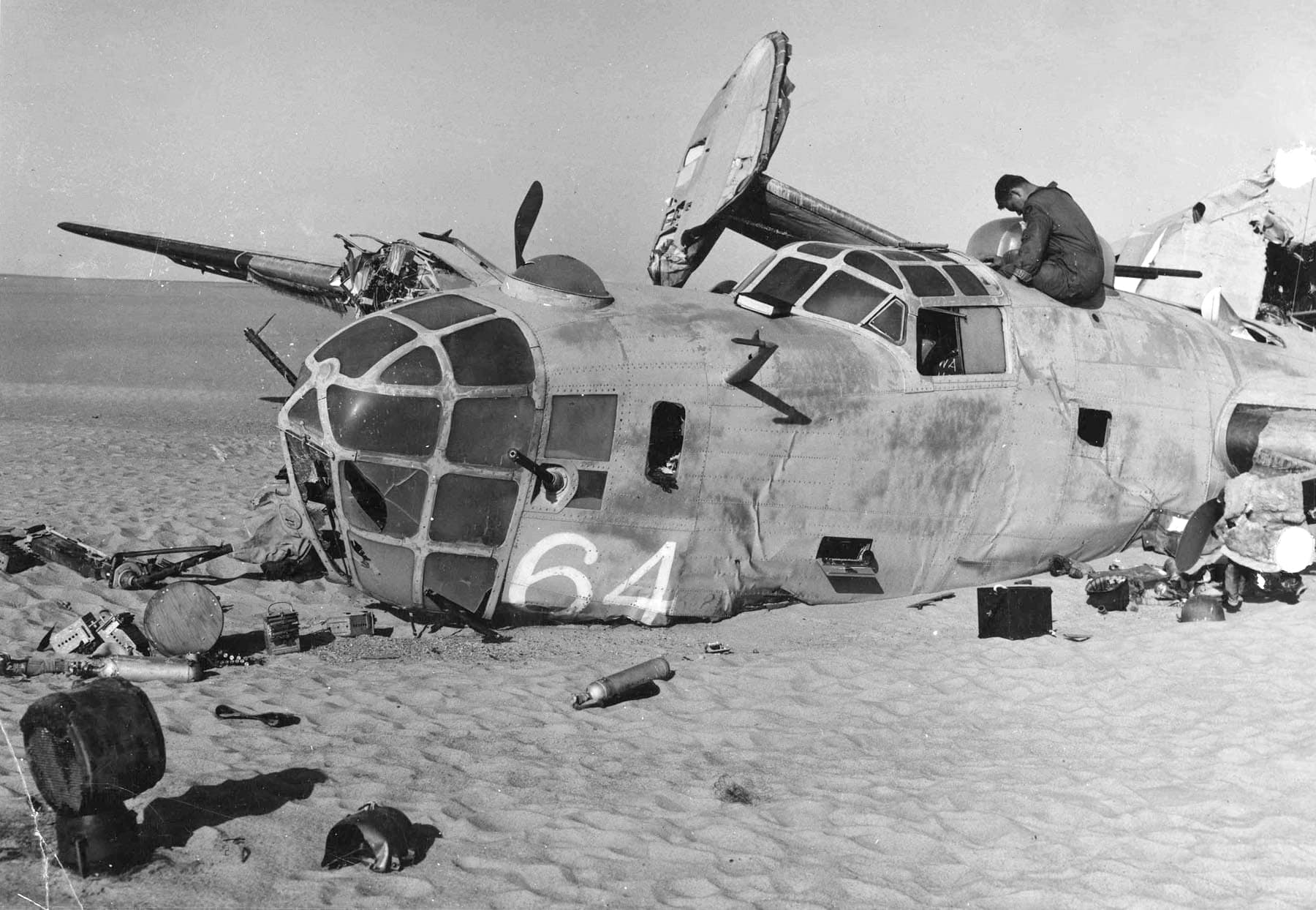 Nose section of the crashed B-24D Lady Be Good in the Libyan desert