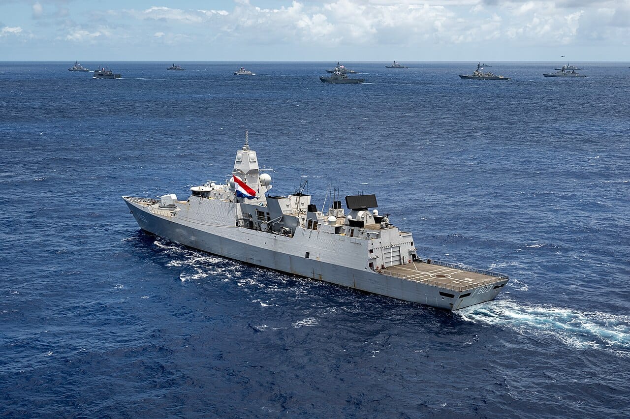 Multinational fleet sails in formation during RIMPAC exercises off Hawaii