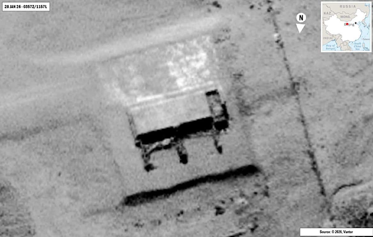Satellite closeup of Jilantai structure January 2026