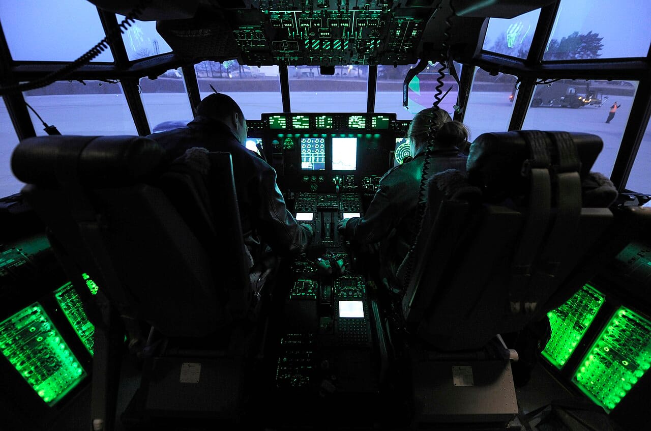 C-130J Hercules glass cockpit at Ramstein Air Base