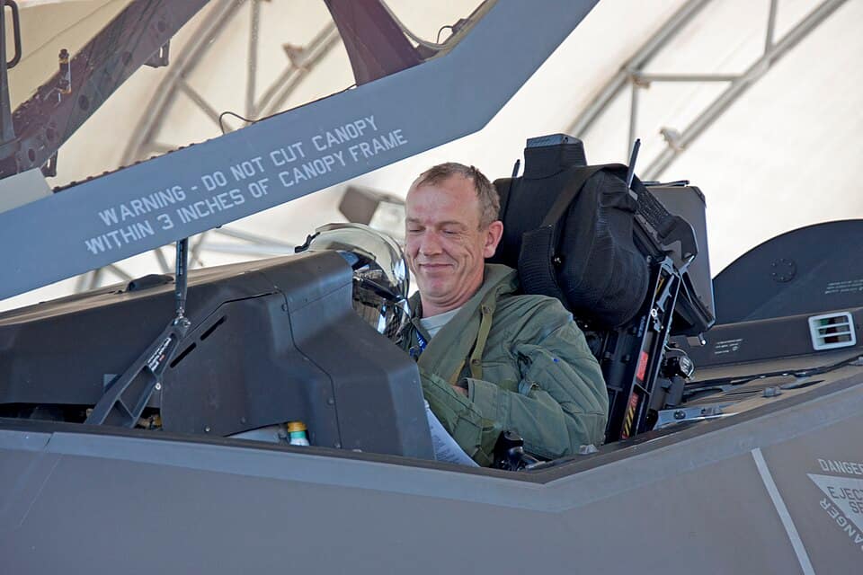 F-35 pilot in the cockpit