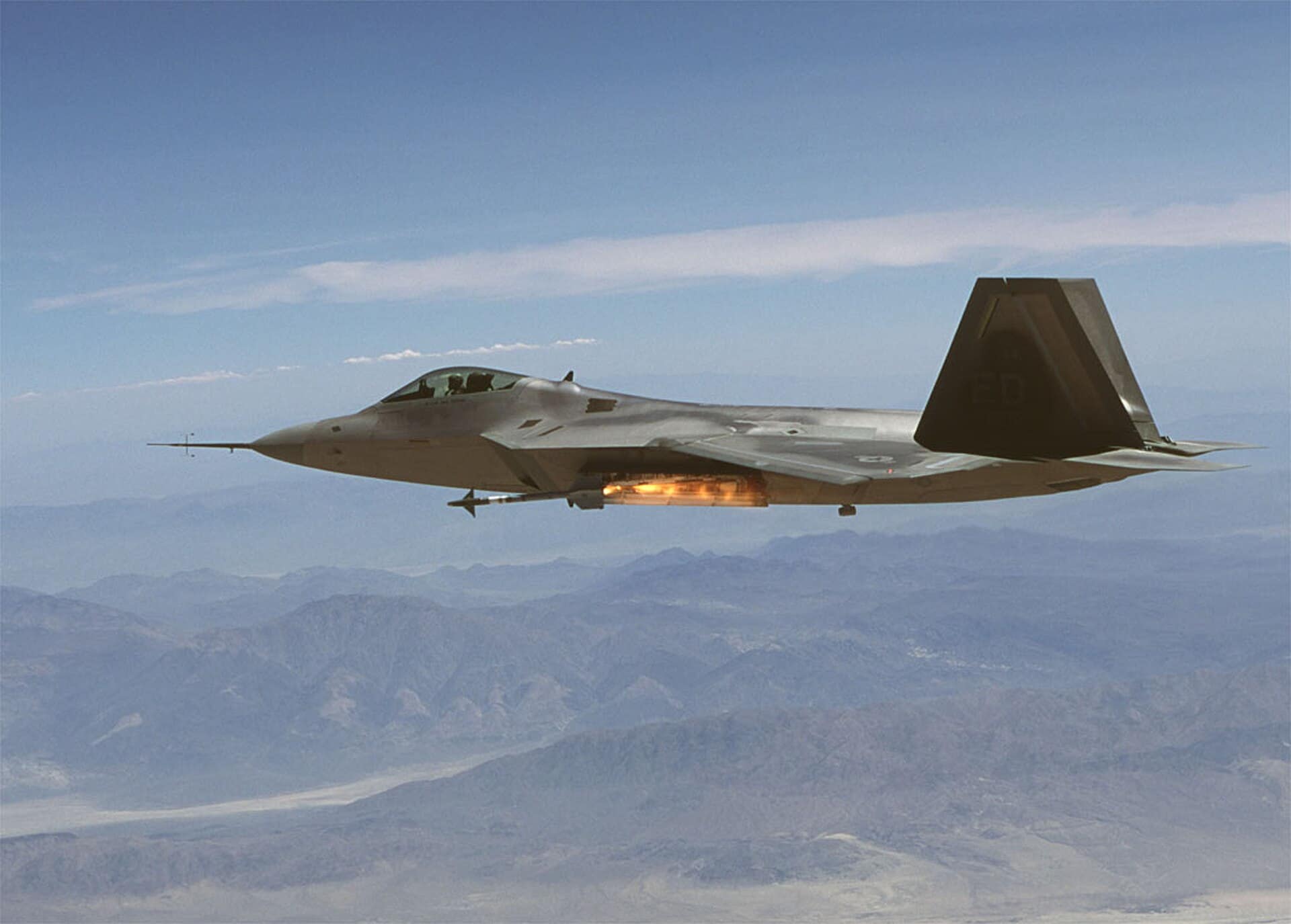 An F-22 firing an AIM-9 Sidewinder missile