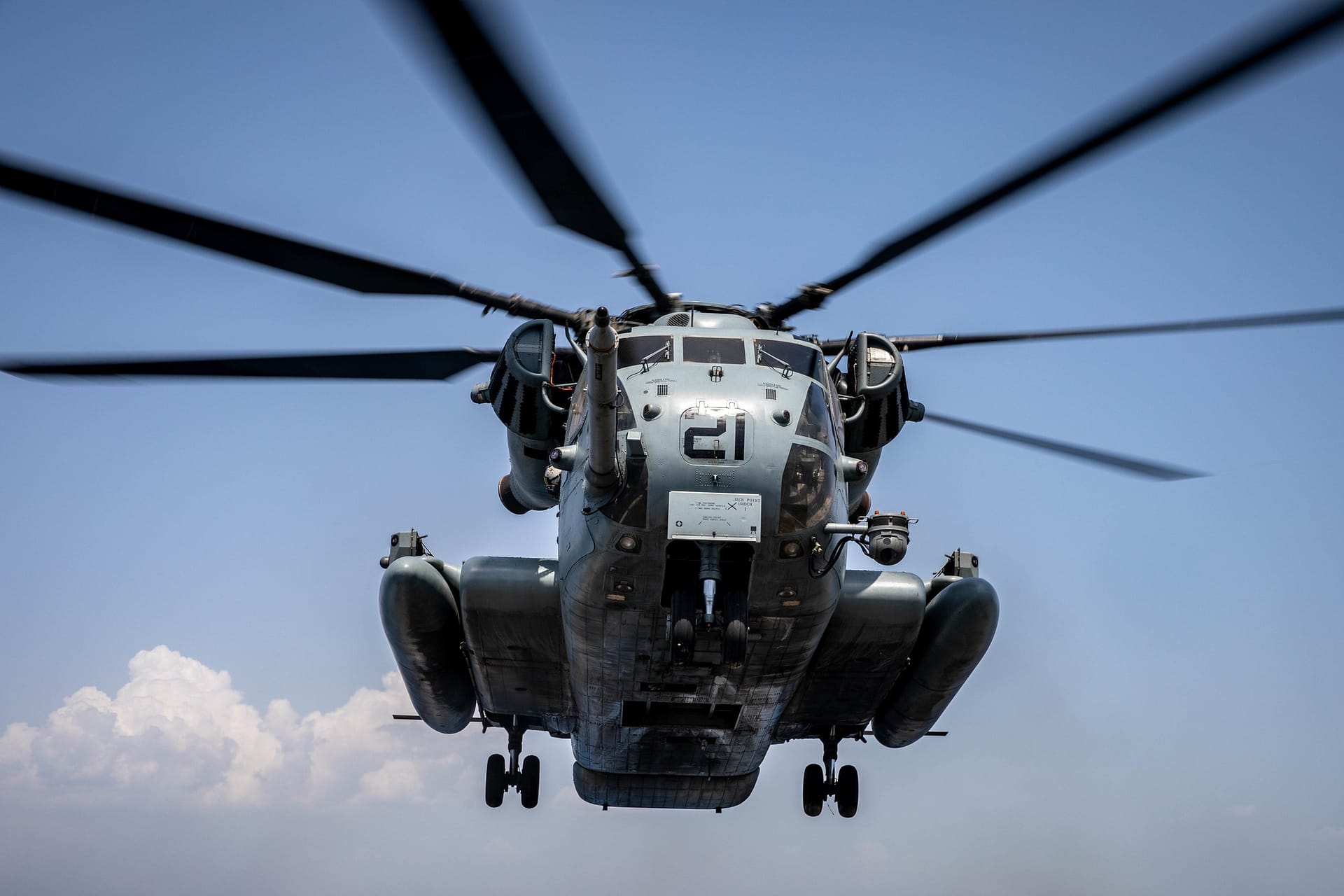 CH-53E Super Stallion lands on the flight deck of USS Arlington (LPD-24)
