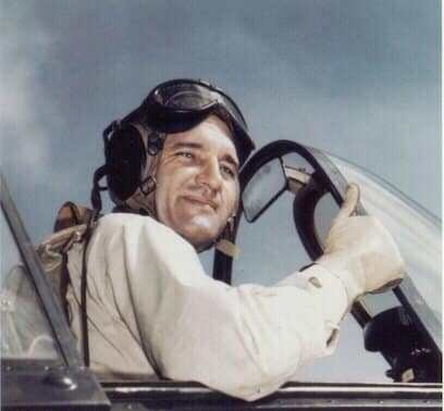 Commander David McCampbell US Navy top ace with 34 aerial victories flying the F6F Hellcat
