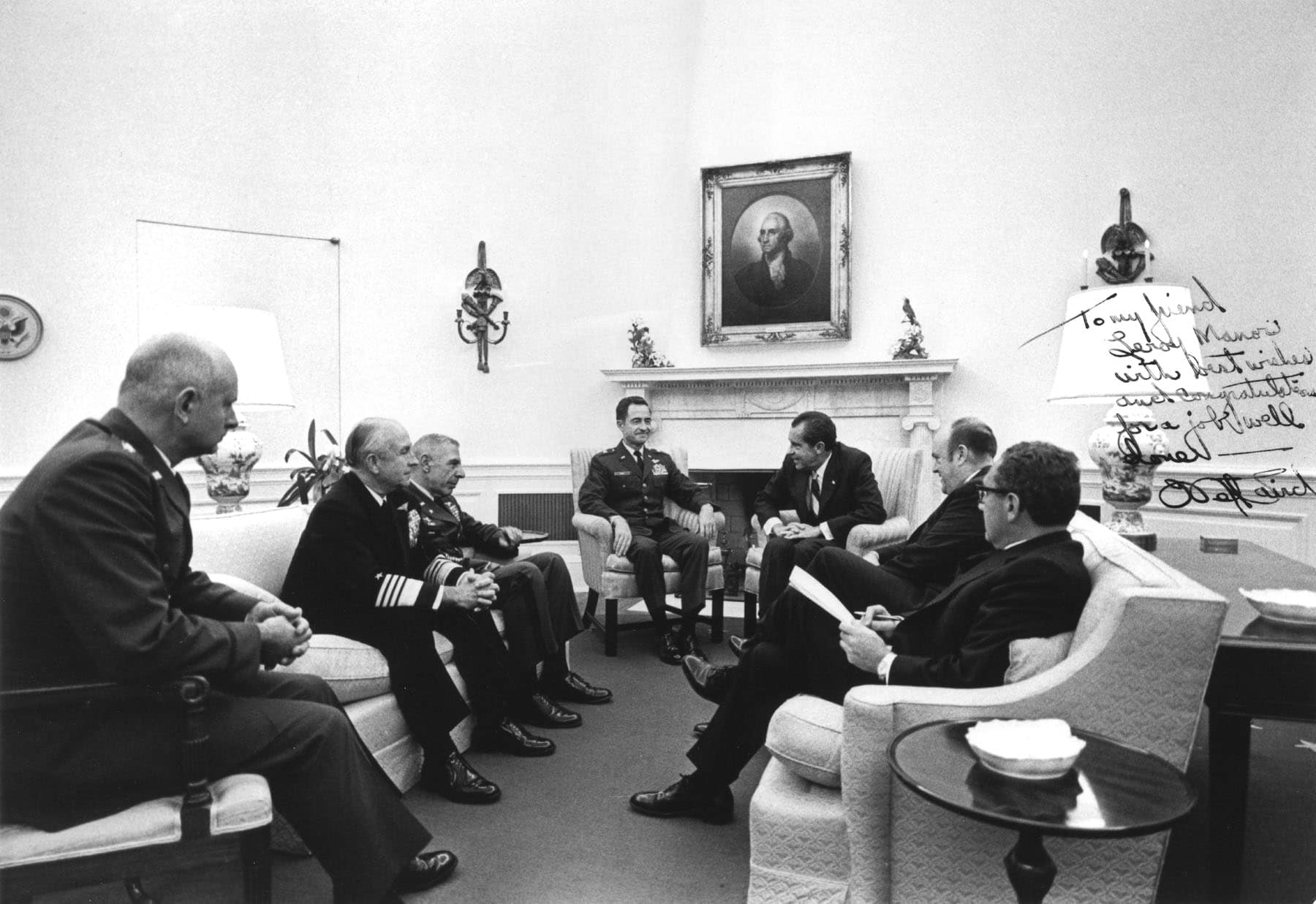 Brigadier General LeRoy Manor with President Nixon after the Son Tay Raid