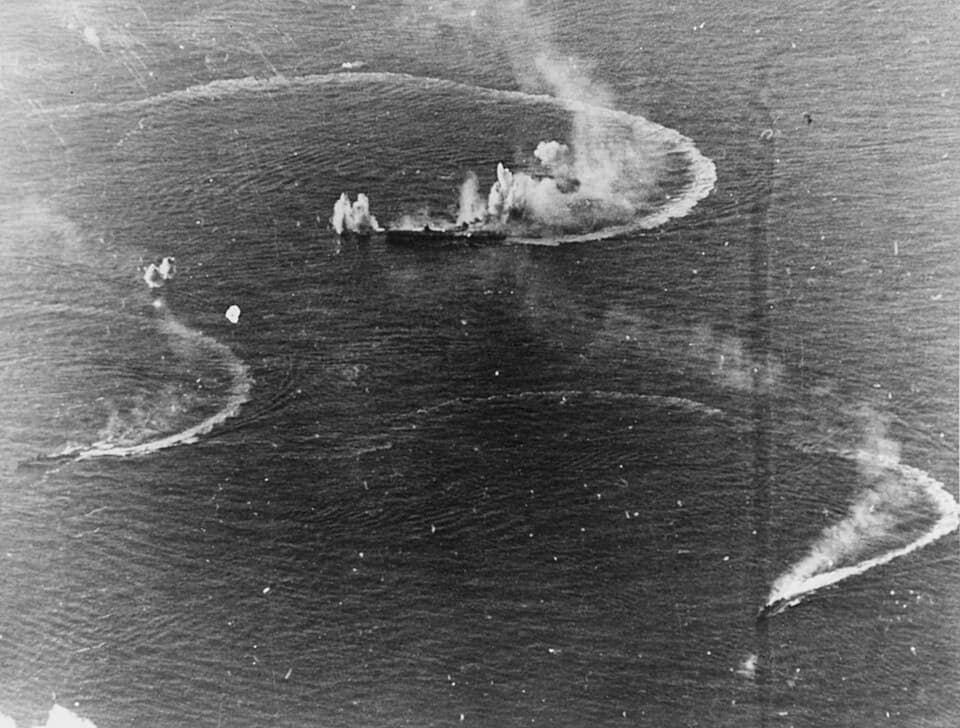 Japanese aircraft carrier Zuikaku under attack during the Battle of the Philippine Sea June 1944