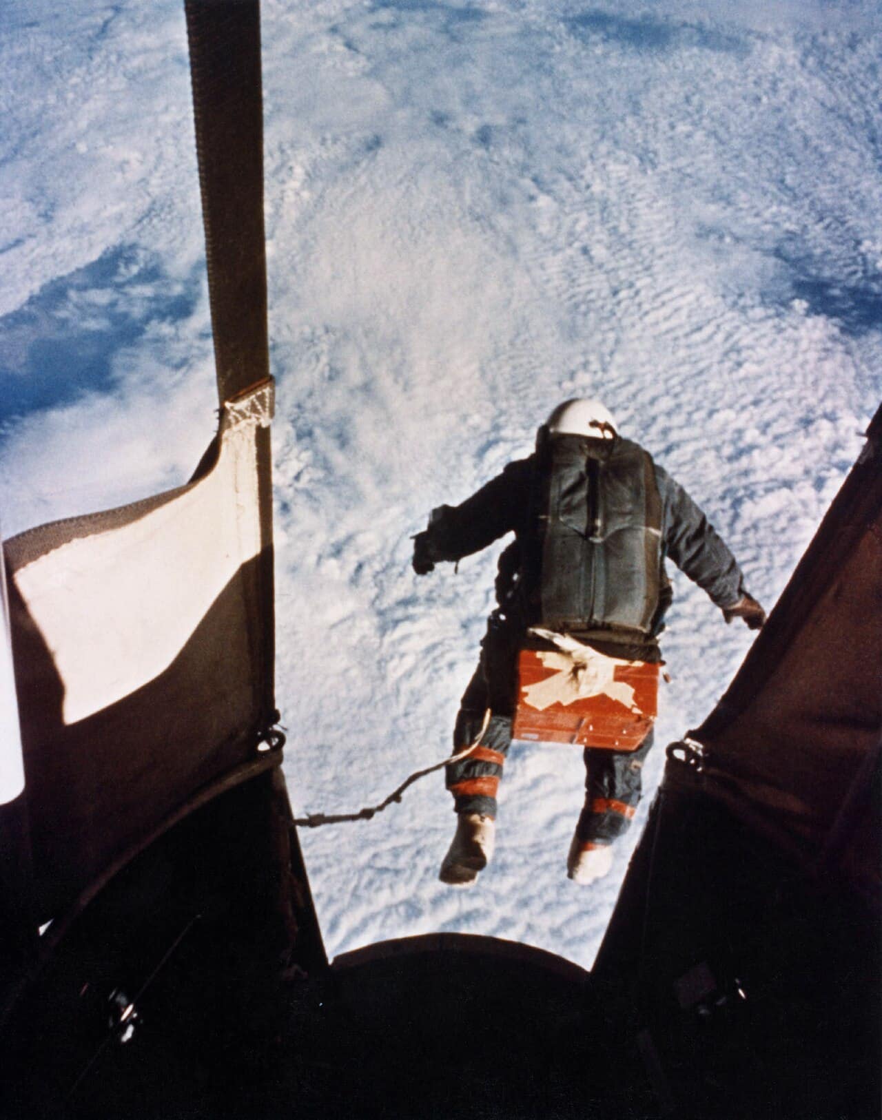 Joe Kittinger steps off the Excelsior III gondola at 102,800 feet, 1960