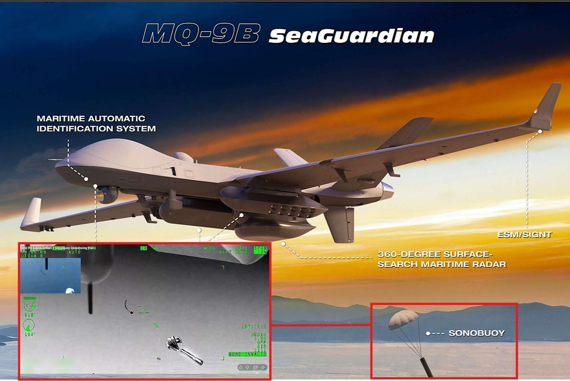 MQ-9B SeaGuardian networked acoustic sensing