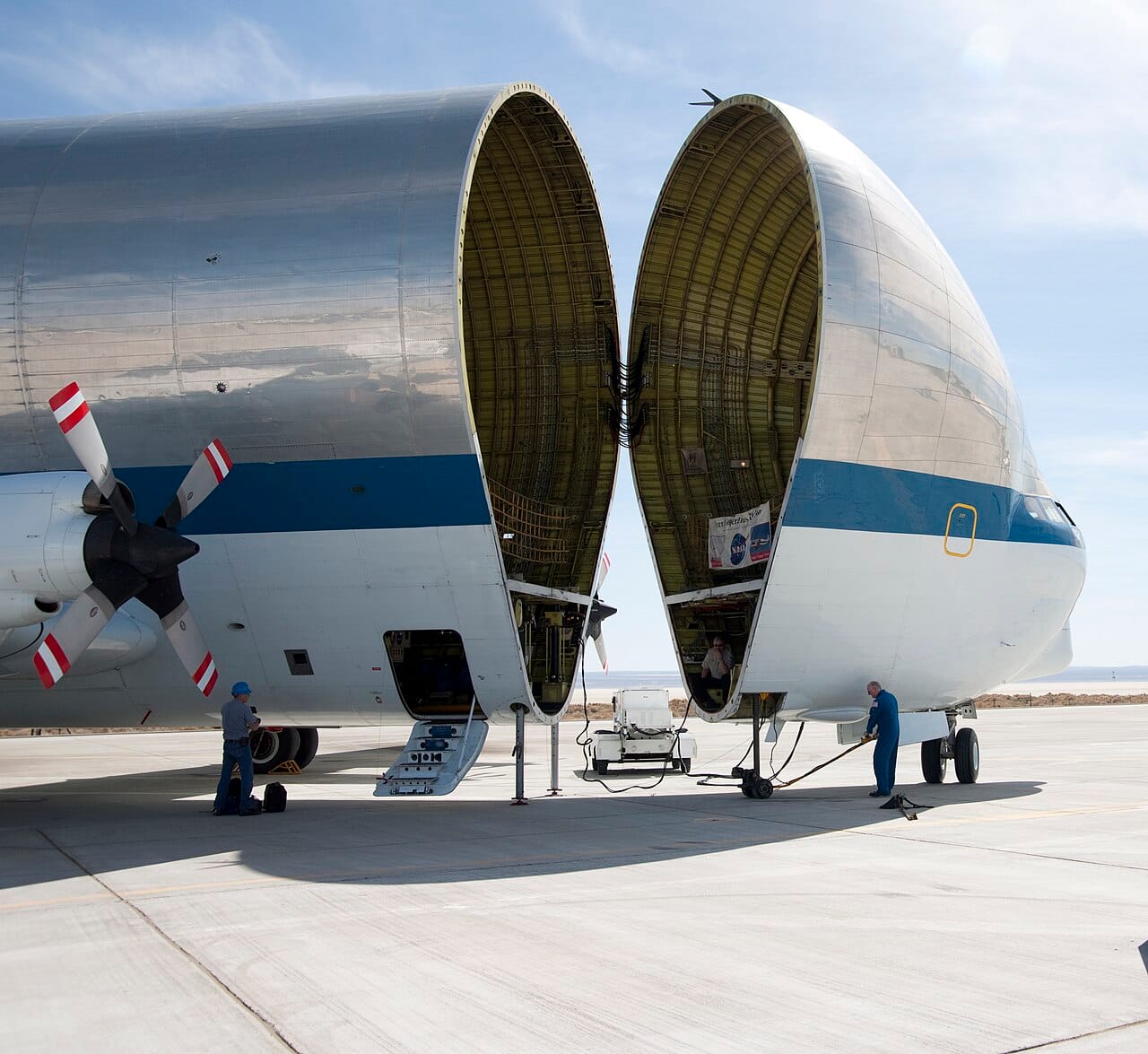NASA Super Guppy Turbine with its hinged nose swung open