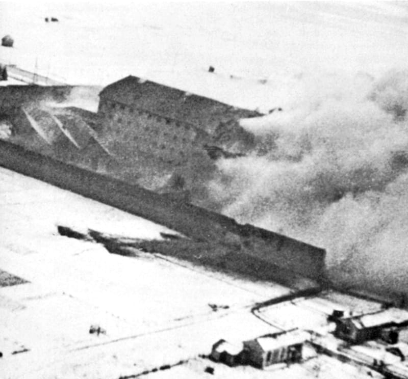 Amiens Prison during Operation Jericho, February 1944