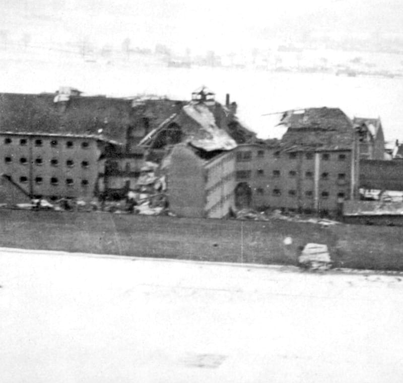 Amiens Prison with walls breached after Operation Jericho