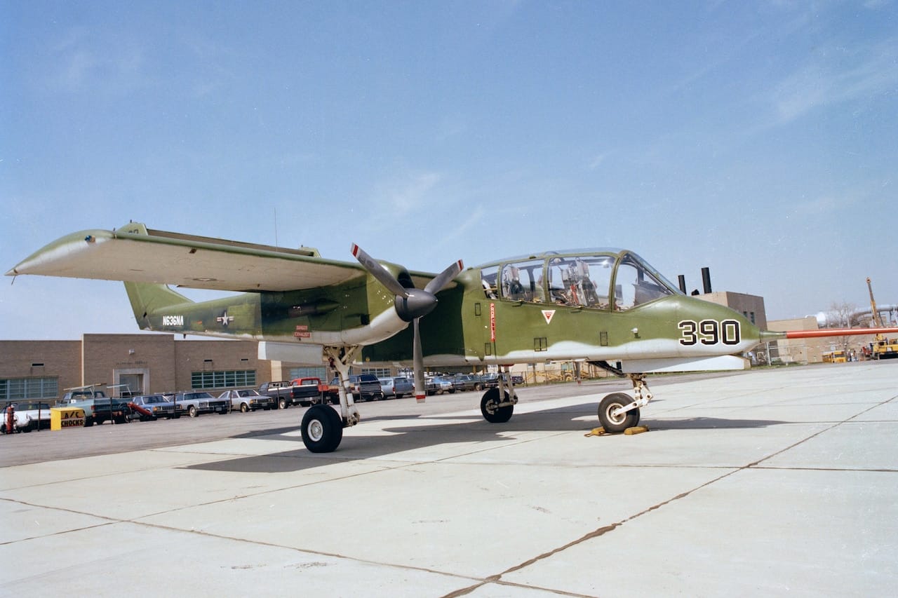 OV-10 Bronco light attack and observation aircraft on a tarmac