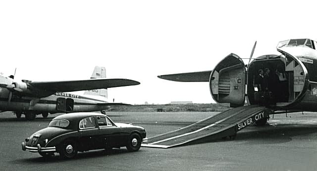 Loading a car into a Bristol Superfreighter