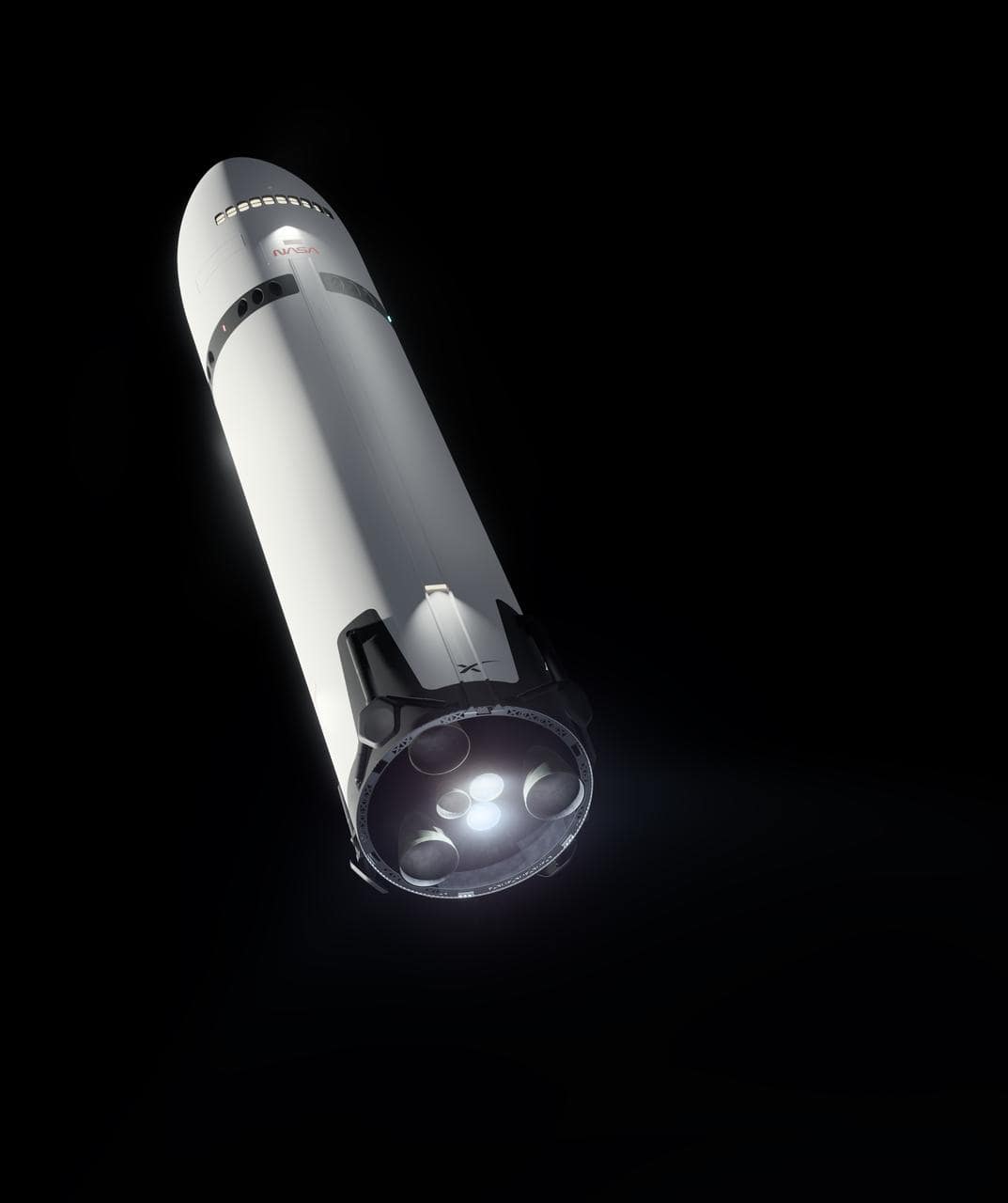 NASA render of SpaceX Starship Human Landing System on the Moon