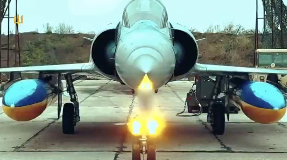 Ukrainian Air Force Mirage 2000 head-on at a forward operating location