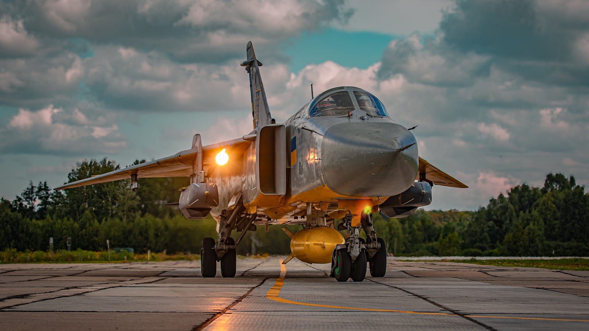 A Ukrainian Air Force Su-24M Fencer carrying Storm Shadow cruise missiles