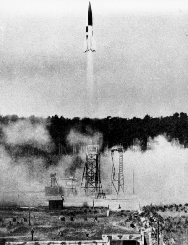 V-2 rocket launching from Peenemünde in 1943