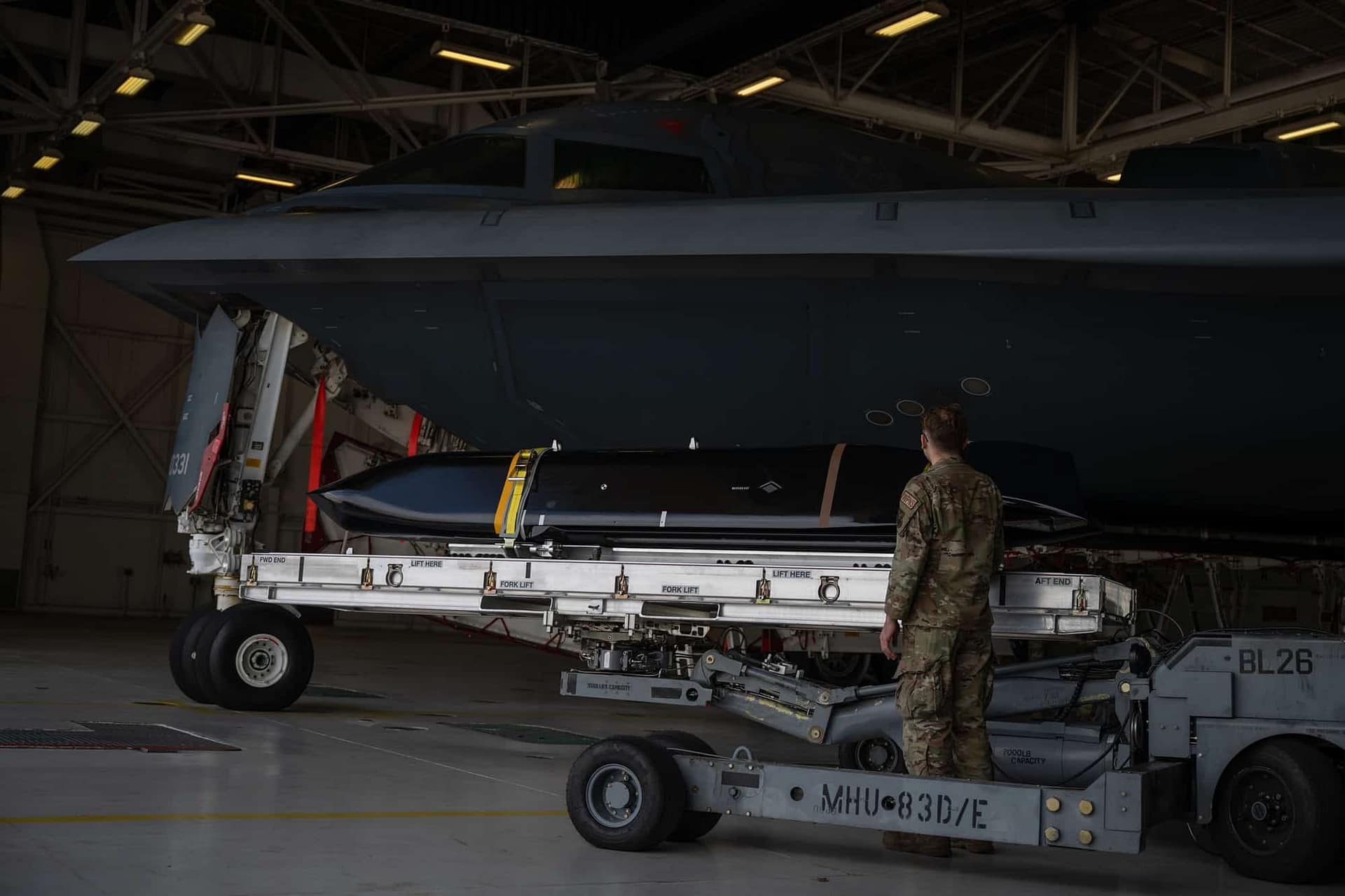 AGM-158C LRASM loaded at Whiteman AFB for the B-2