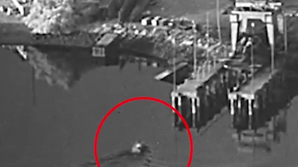 Corsair drone boat approaching the pier at Bandar Abbas