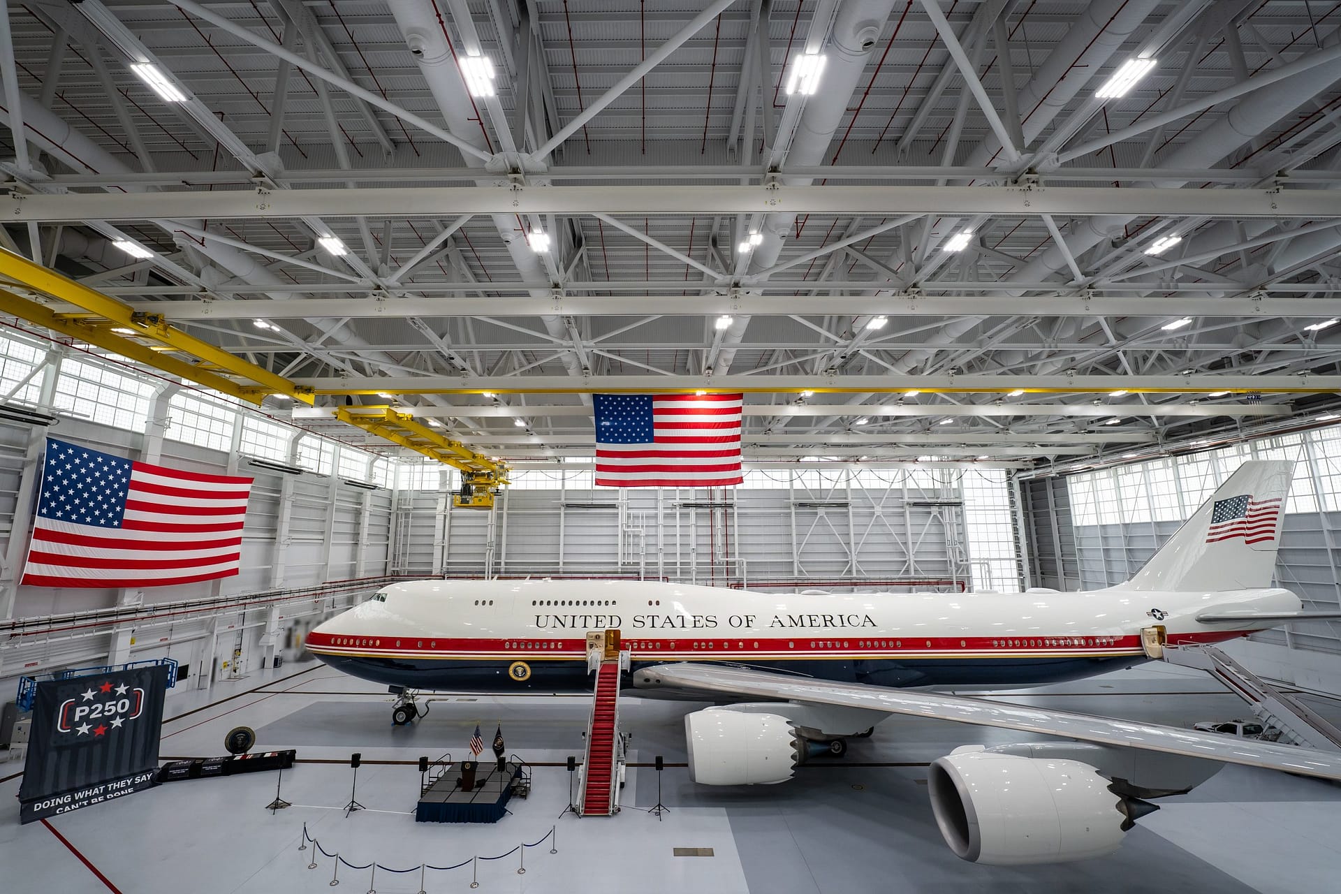 The VC-25B bridge aircraft at Joint Base Andrews