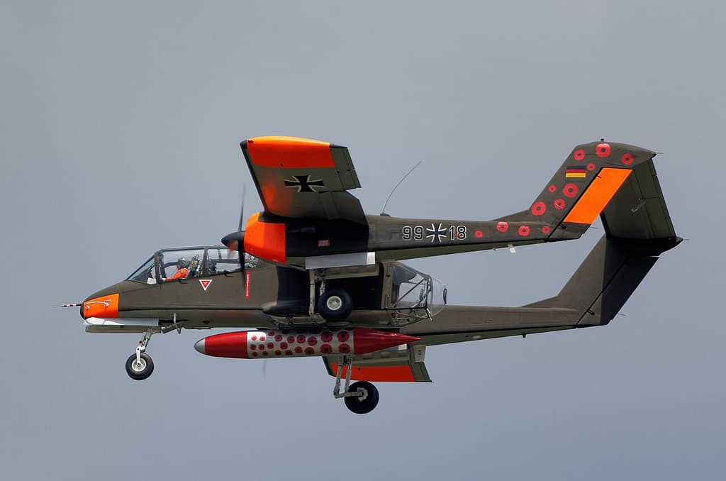 OV-10 Bronco flying at an airshow