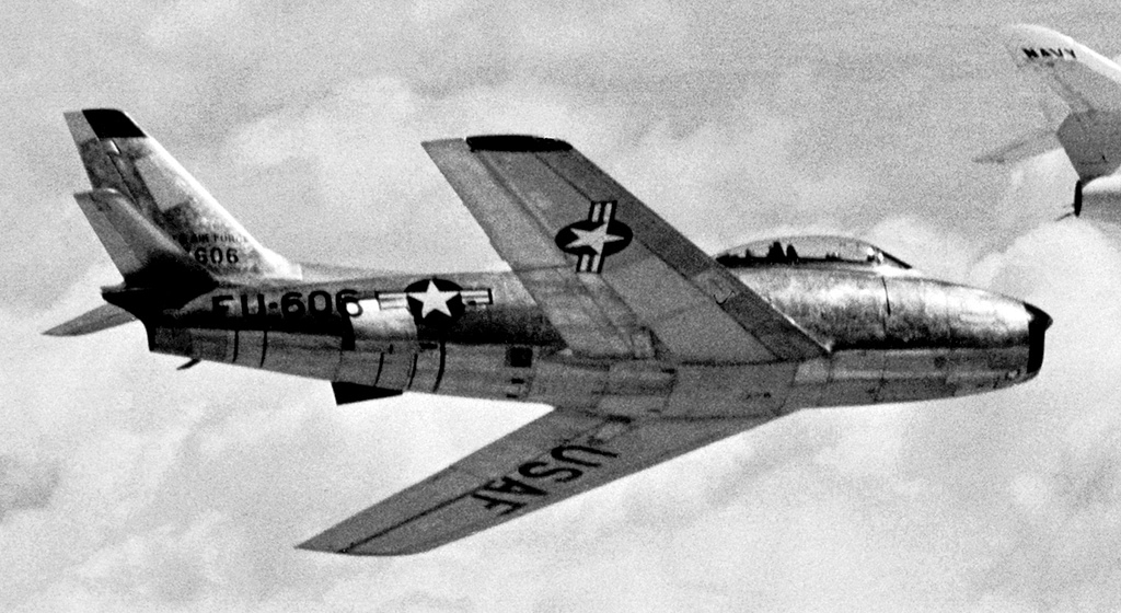 North American F-86 Sabre in flight during the Korean War era